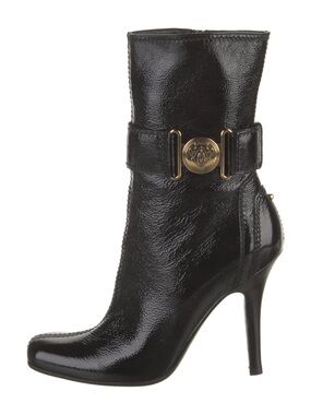 GUCCI Hysteria Accent Patent Leather Boots, Size 38C